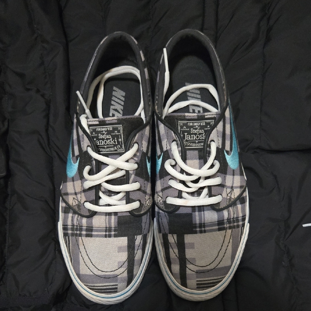 Nike Stefan Janoski Plaid Sneakers - Black and Teal